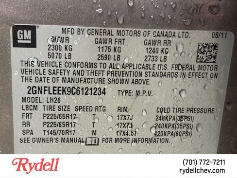 Used 2012 Chevrolet Equinox LT w/ Driver Convenience Package AWD/4WD image 22