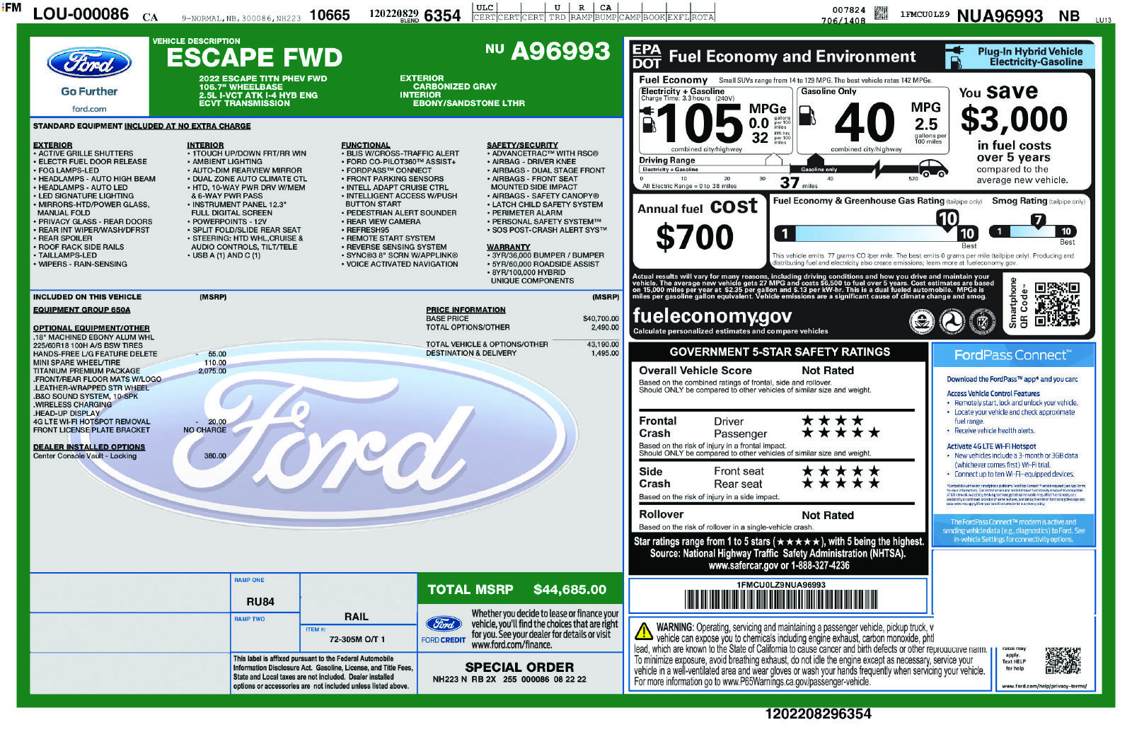 Used 2022 Ford Escape Titanium w/ Titanium Premium Package FWD image 6