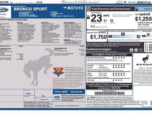 Certified 2021 Ford Bronco Sport Badlands AWD/4WD image 9