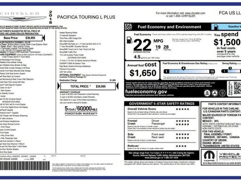 Used 2018 Chrysler Pacifica Touring-L Plus image 2