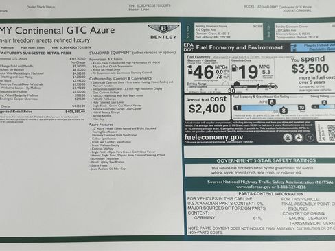 New 2026 Bentley Continental GT Azure AWD/4WD image 54