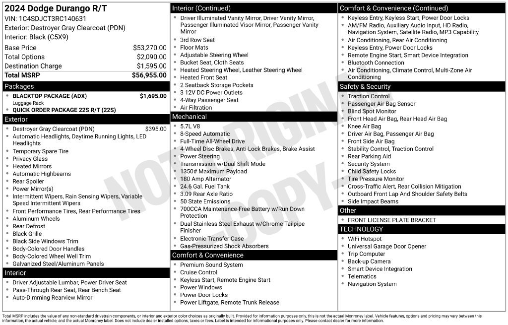 Used 2024 Dodge Durango R/T w/ Blacktop Package AWD/4WD image 12