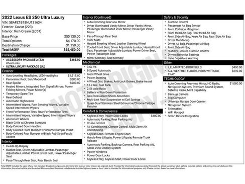 Used 2022 Lexus ES 350 Ultra Luxury w/ Accessory Package 2 image 7