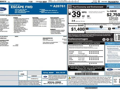 Used 2024 Ford Escape ST-Line w/ Equipment Group 301A image 2