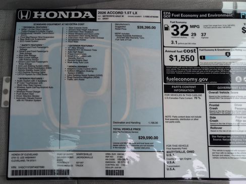 New 2026 Honda Accord LX image 16
