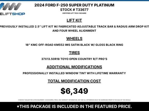 Used 2024 Ford F250 Platinum w/ Tremor Off-Road Package AWD/4WD image 2