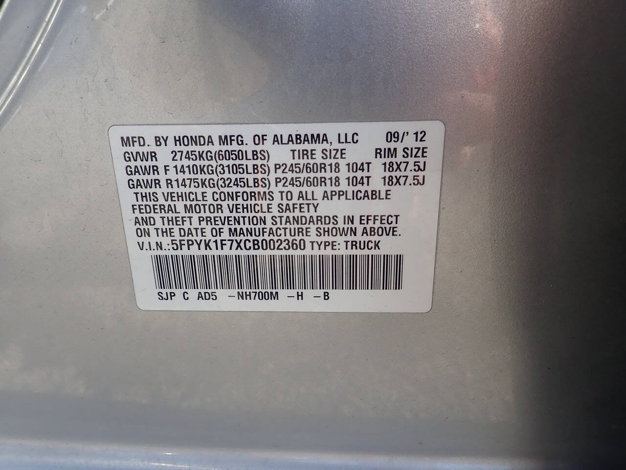 Used 2012 Honda Ridgeline Sport image 8