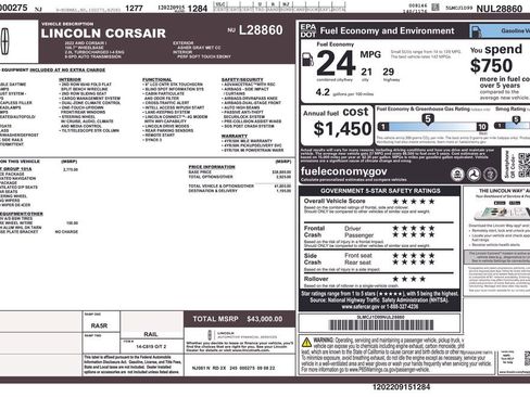 Certified 2022 Lincoln Corsair AWD w/ Equipment Group 101A image 49
