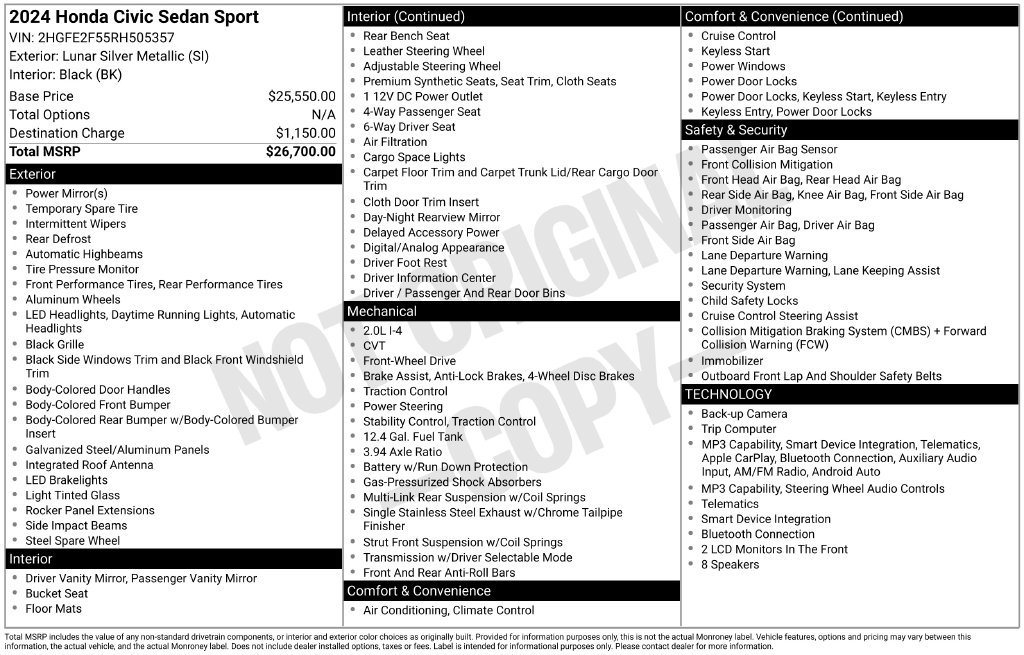 Used 2024 Honda Civic Sport image 18