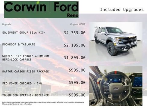 Certified 2022 Ford F150 Raptor w/ Equipment Group 801A High AWD/4WD image 3