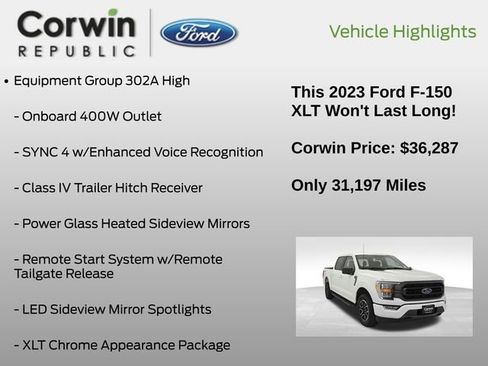 Certified 2023 Ford F150 XLT w/ Equipment Group 302A High image 7