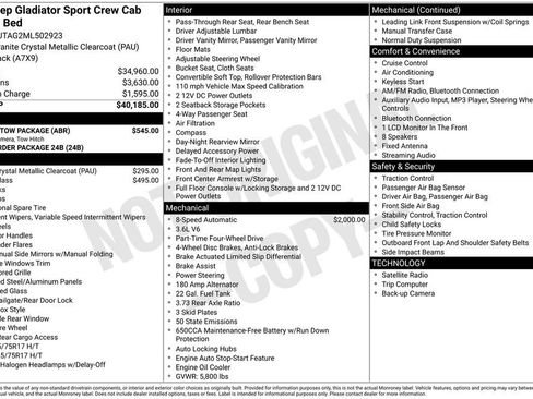 Used 2021 Jeep Gladiator Sport w/ Trailer Tow Package AWD/4WD image 4