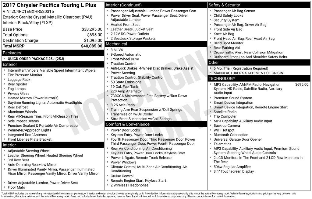Used 2017 Chrysler Pacifica Touring-L Plus FWD image 10