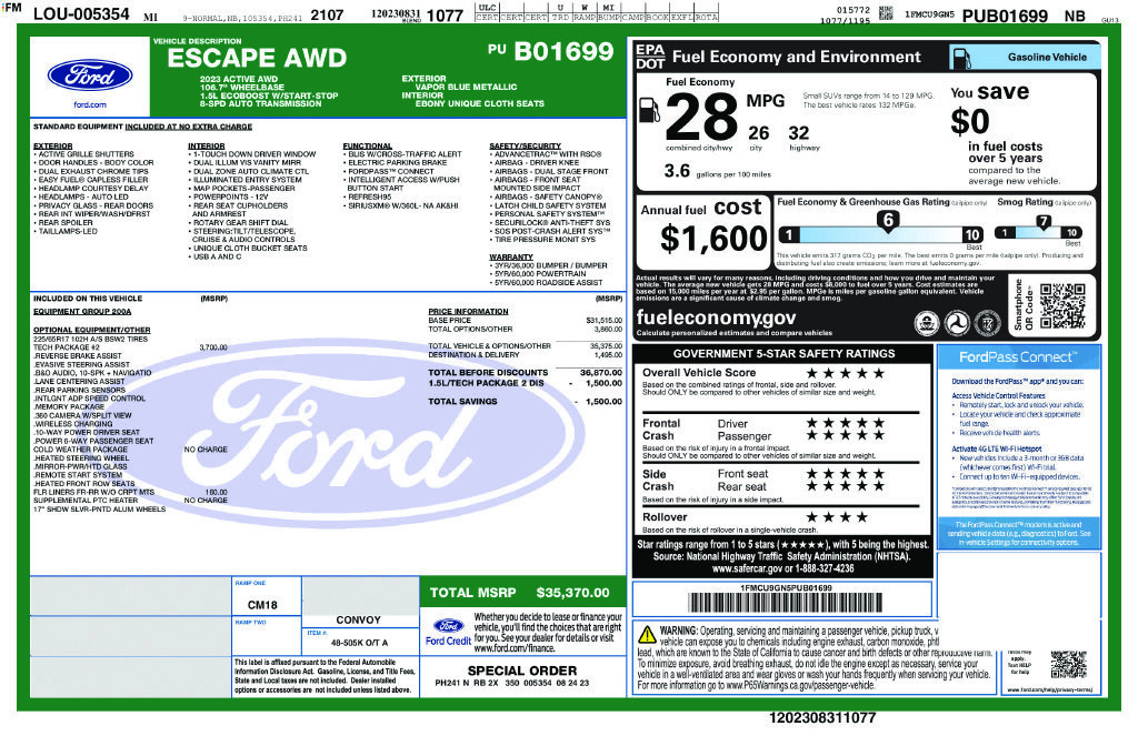 Used 2023 Ford Escape Active w/ Tech Pack #2 AWD/4WD image 44