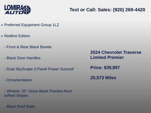 Used 2024 Chevrolet Traverse Premier w/ Redline Edition AWD/4WD image 6