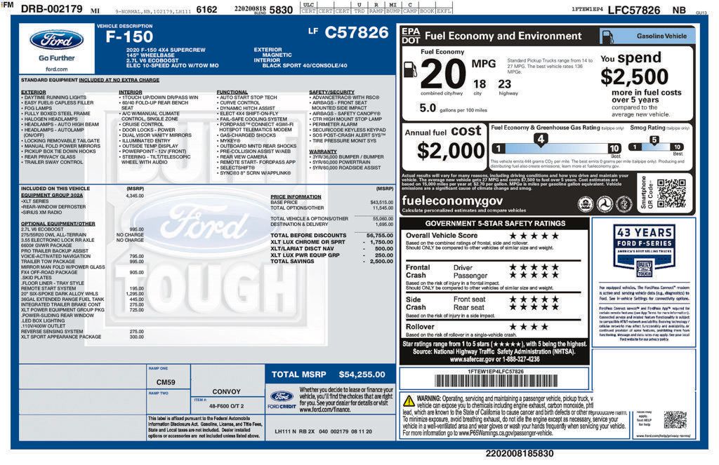 Used 2020 Ford F150 XLT w/ Equipment Group 302A Luxury AWD/4WD image 2