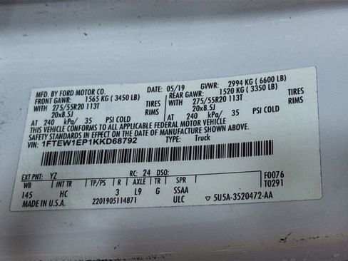 Certified 2019 Ford F150 Lariat w/ Equipment Group 502A Luxury image 37