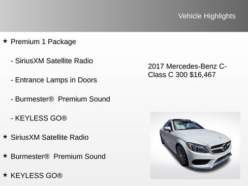 Used 2017 Mercedes-Benz C 300 Coupe w/ Premium 1 Package image 12