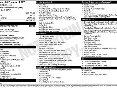 Certified 2024 Chevrolet Equinox LT w/ LPO, Floor Liner Package image 6