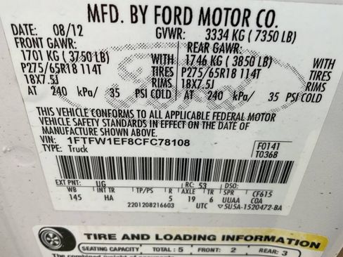 Used 2012 Ford F150 Lariat AWD/4WD image 4