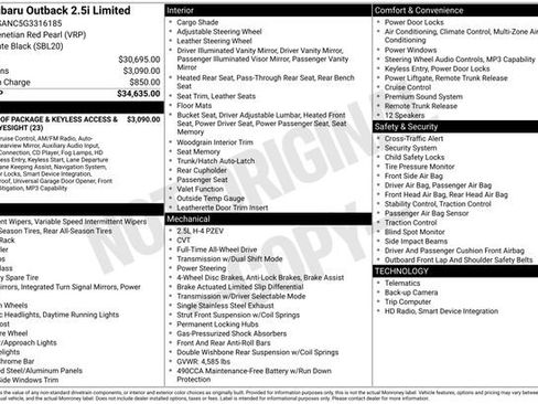 Used 2016 Subaru Outback 2.5i Limited image 38