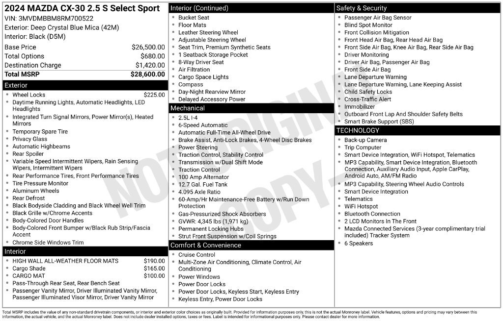 Used 2024 MAZDA CX-30 AWD 2.5 S w/ Select Sport Pkg image 11