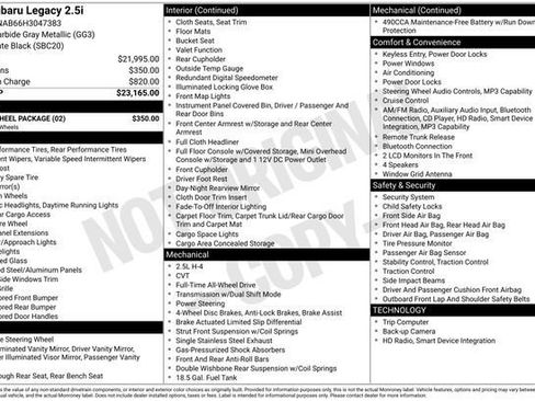 Used 2017 Subaru Legacy 2.5i w/ Alloy Wheel Package image 3