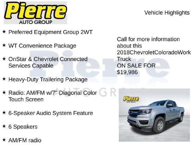Used 2018 Chevrolet Colorado W/T w/ WT Convenience Package RWD image 7