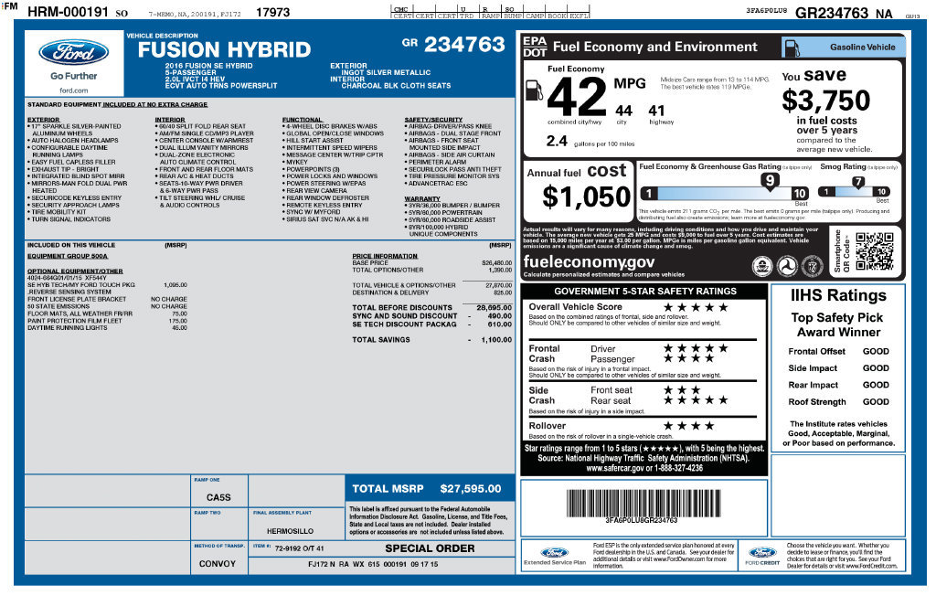 Used 2016 Ford Fusion SE FWD image 16
