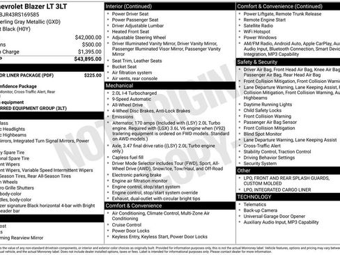 Certified 2024 Chevrolet Blazer LT w/ LPO, Floor Liner Package AWD/4WD image 10