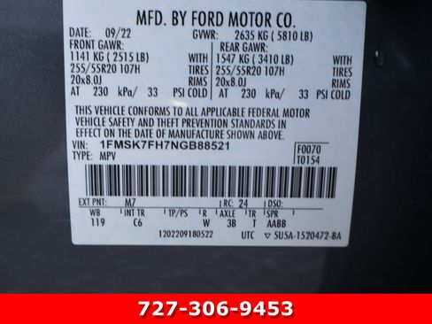 Used 2022 Ford Explorer Limited w/ Equipment Group 301A RWD image 32