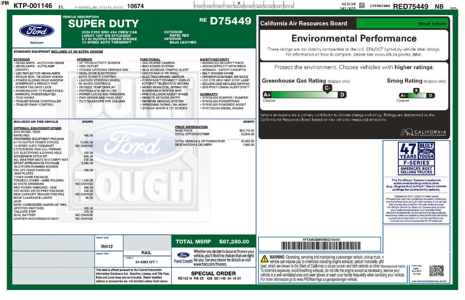 Used 2024 Ford F250 Lariat w/ Sport Appearance Package AWD/4WD image 37