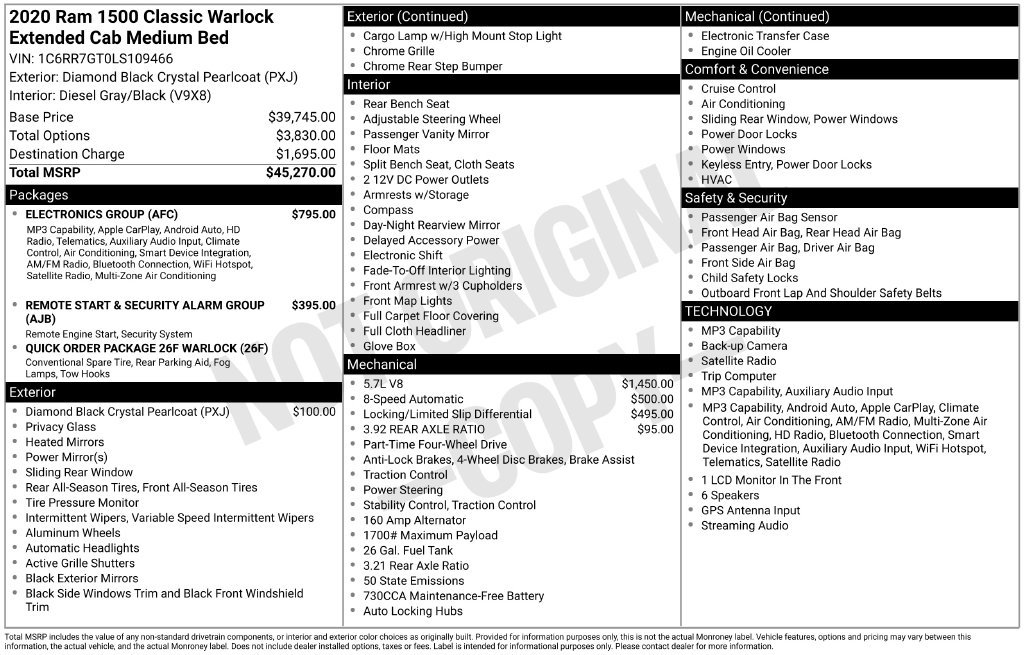 Used 2020 RAM 1500 Warlock w/ Electronics Group AWD/4WD image 2