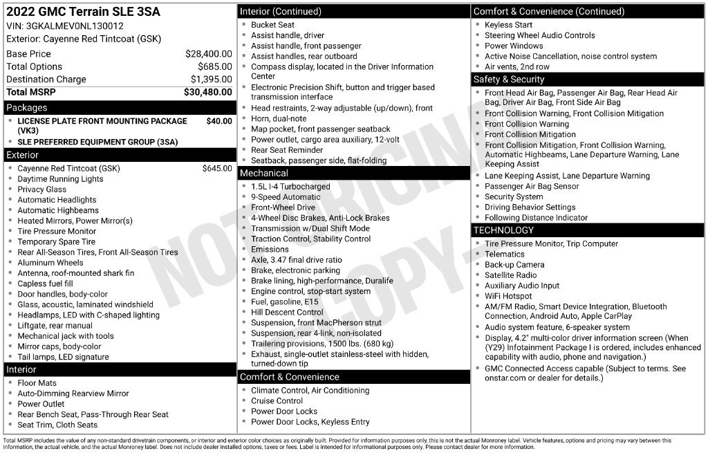 Used 2022 GMC Terrain SLE FWD image 34