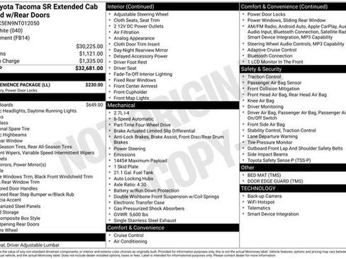 Certified 2022 Toyota Tacoma SR w/ SR Convenience Package AWD/4WD image 9