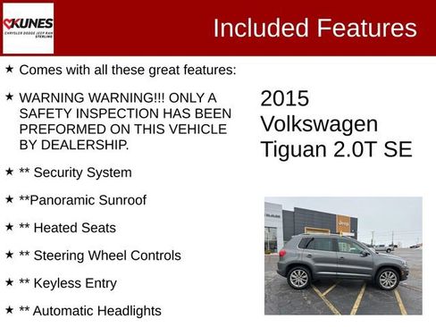 Used 2015 Volkswagen Tiguan SE image 2