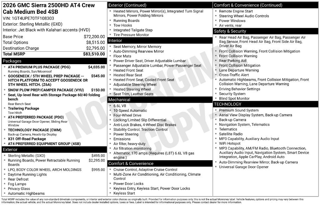 Used 2026 GMC Sierra 2500 AT4 w/ AT4 Premium Plus Package AWD/4WD image 2