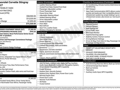 Certified 2020 Chevrolet Corvette Stingray Preferred Cpe w/ 2LT Preferred Equipment Group RWD image 3