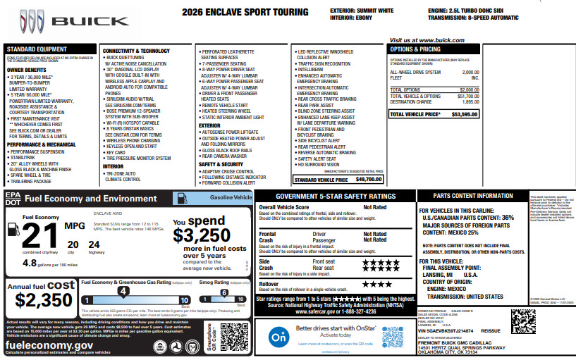 Used 2026 Buick Enclave Sport Touring AWD/4WD image 2