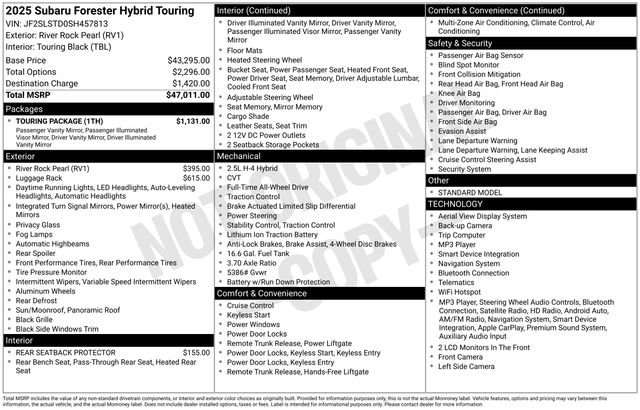 Certified 2025 Subaru Forester Touring w/ Touring Package AWD/4WD image 39