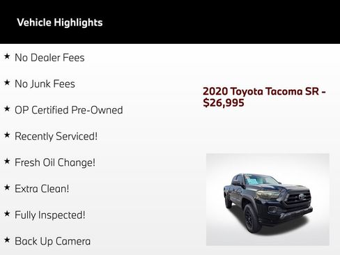 Used 2020 Toyota Tacoma SR w/ SX Package AWD/4WD image 50