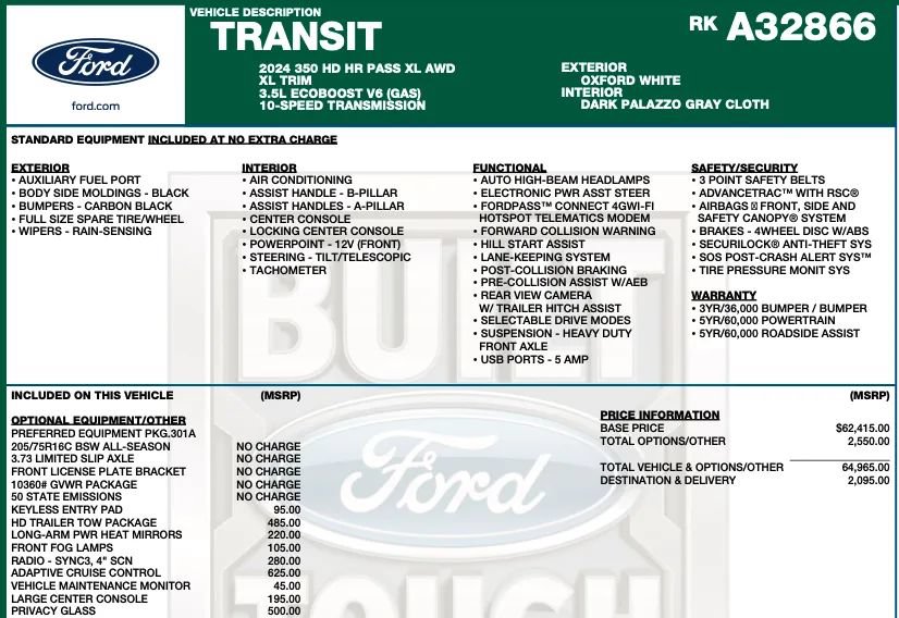 Used 2024 Ford Transit 350 XL AWD/4WD image 2
