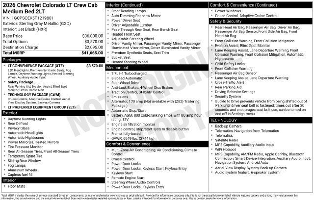 Used 2026 Chevrolet Colorado LT w/ LT Convenience Package RWD image 17