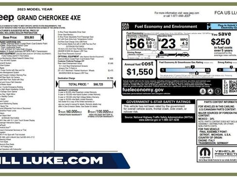 Used 2023 Jeep Grand Cherokee 4WD 4xe w/ Luxury Tech Group II image 1