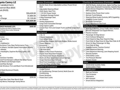 Used 2024 Toyota Camry LE w/ Convenience Package FWD image 11