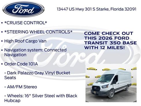 New 2026 Ford Transit 350 148 High Roof Extended w/ Load Area Protection Package RWD image 10