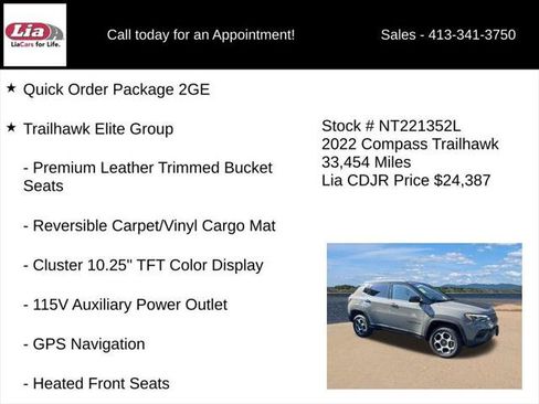 Certified 2022 Jeep Compass Trailhawk w/ Trailhawk Elite Group AWD/4WD image 6