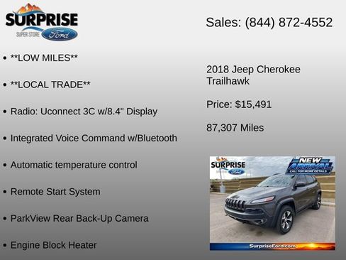 Used 2018 Jeep Cherokee Trailhawk w/ Cold Weather Group AWD/4WD image 12