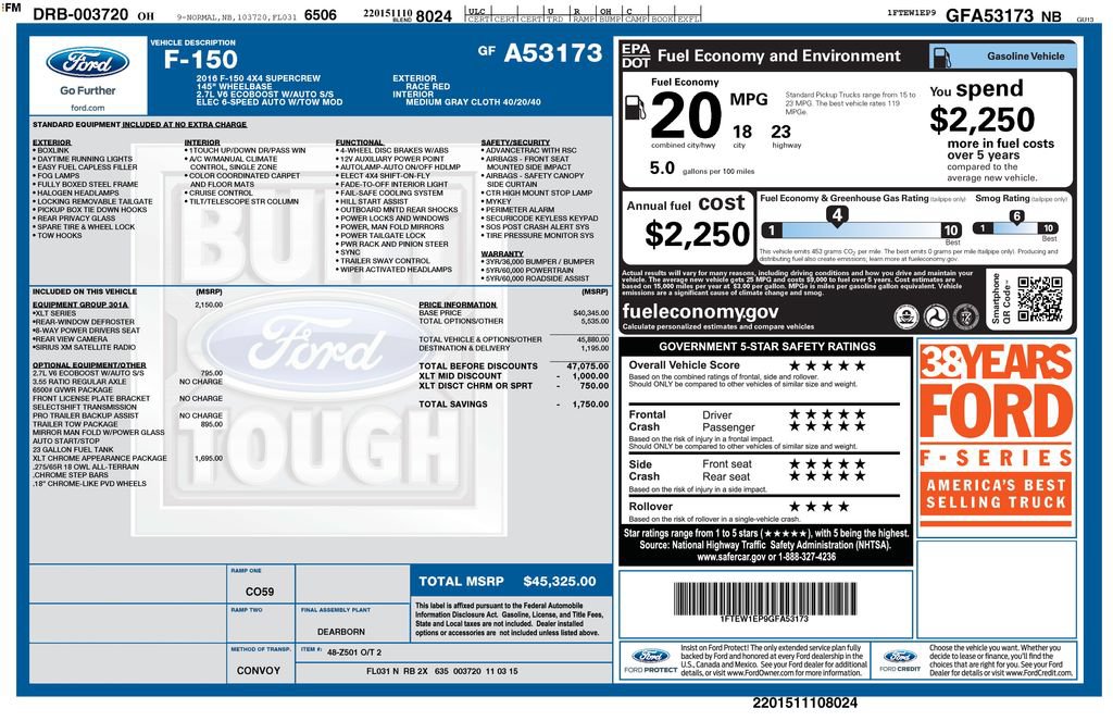 Used 2016 Ford F150 XLT w/ Equipment Group 301A Mid AWD/4WD image 2