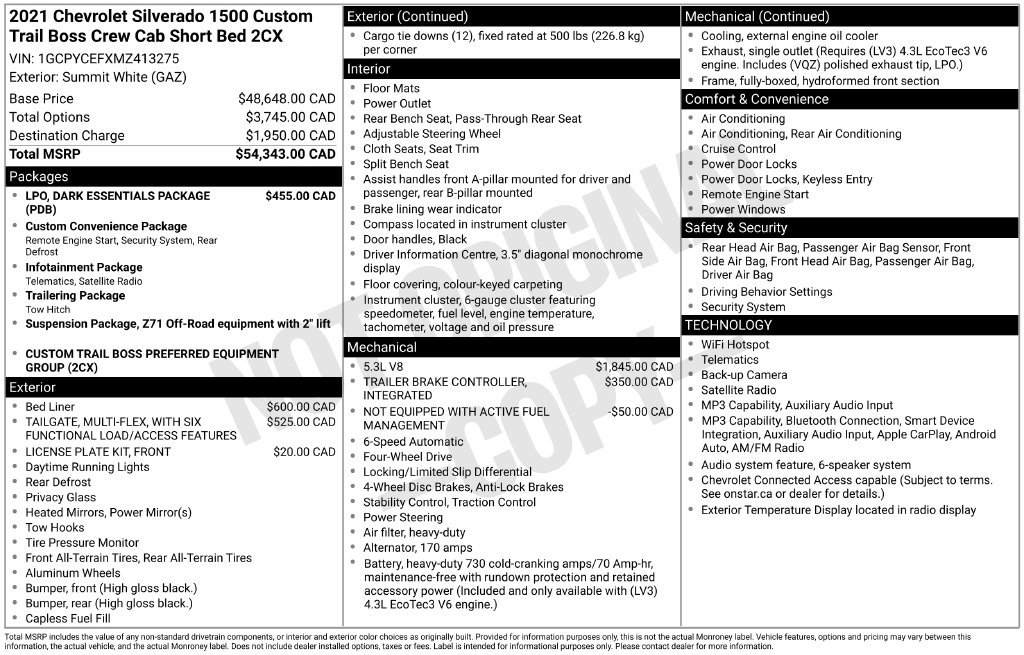 Used 2021 Chevrolet Silverado 1500 Custom Trail Boss w/ LPO, Dark Essentials Package AWD/4WD image 29